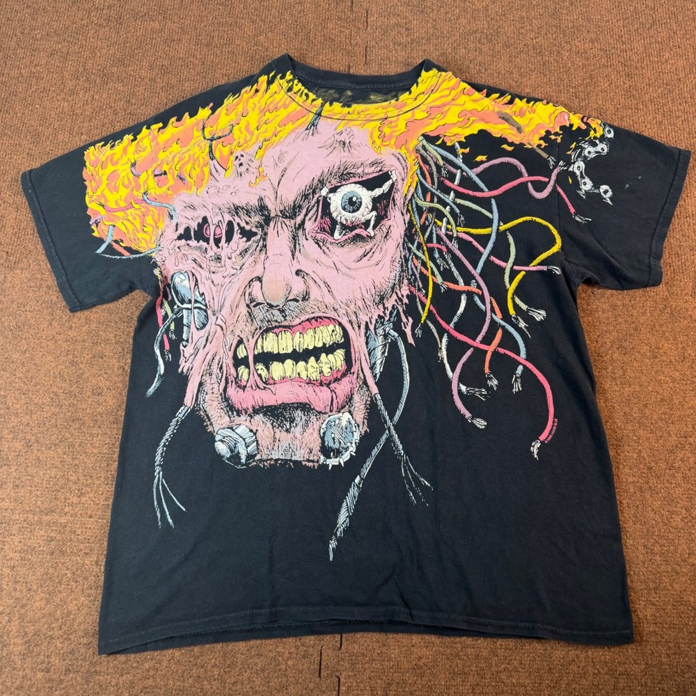 Liquid Blue Cyborg Horror Graphic T-Shirt Mens Large Black Zombie Wires 2020 Tee